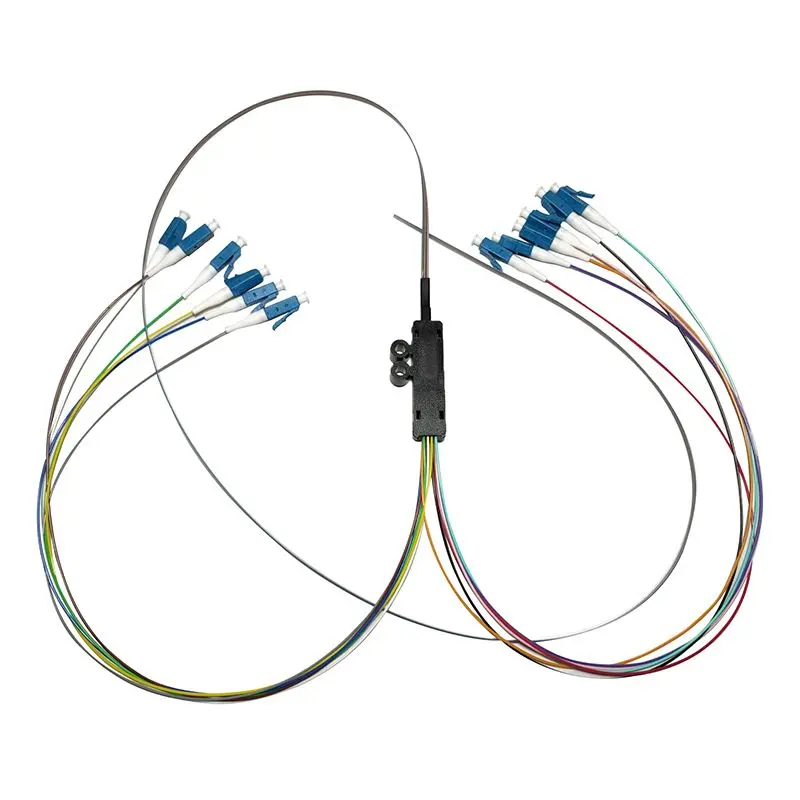 Customized 8-12 Fibers Single Mode/Multimode LC/SC/FC/ST Ribbon Bare Fan-Out Fiber Optic Pigtail Splitter