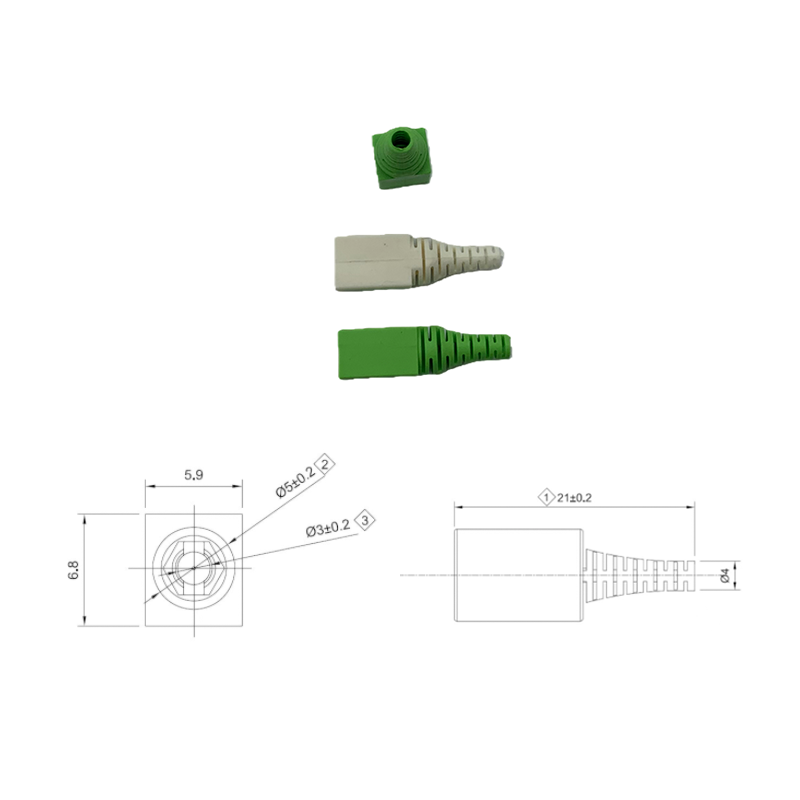 Factory Wholesale 21mm Length 2.0mm Plastic SC  Fiber Optic Connector Boot Square Short Tail Sleeve