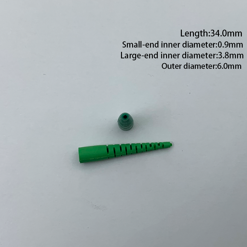 34mm Length SC APC Green Single Mode Simplex 0.9mm Plastic Fiber Optic Connector Boot Tail Sleeve Kit  5 Year Warranty