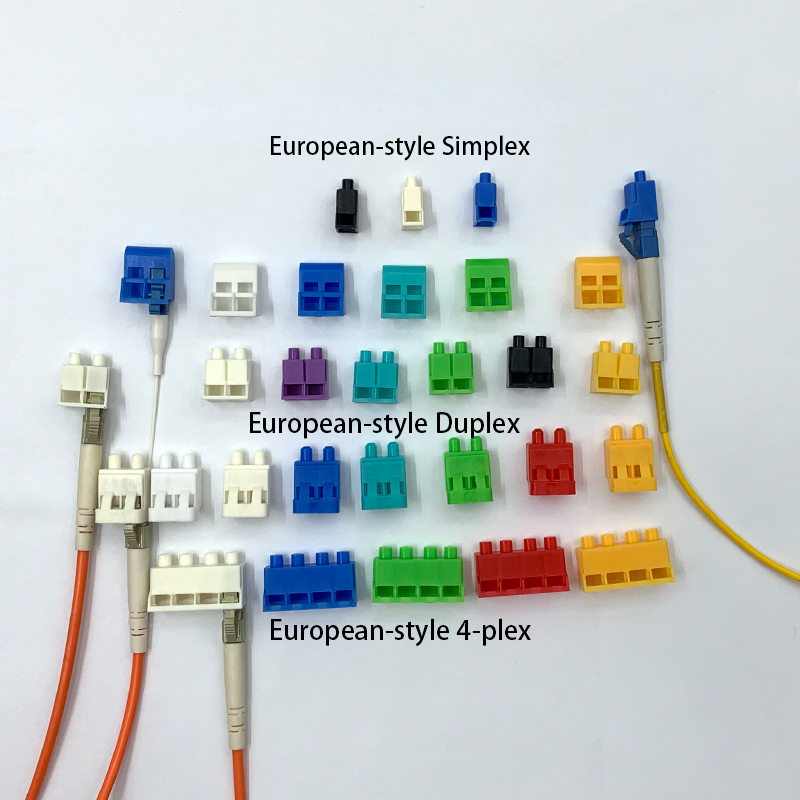 Outer-cover Style Multicolor European-style Simplex Duplex 4-plex LC Fiber Optic Connector Dust Cover Cap